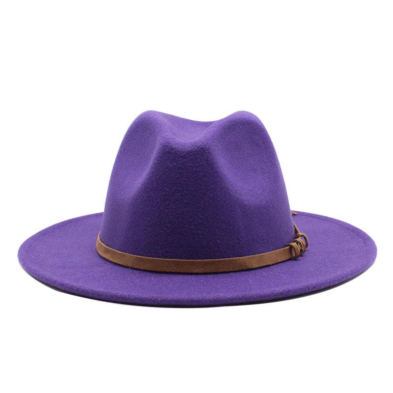 Britse Retro Hoge Hoed Trendy Vilthoed Wollen Platte Rand Jazzhoed Heren- en Dameshoeden
