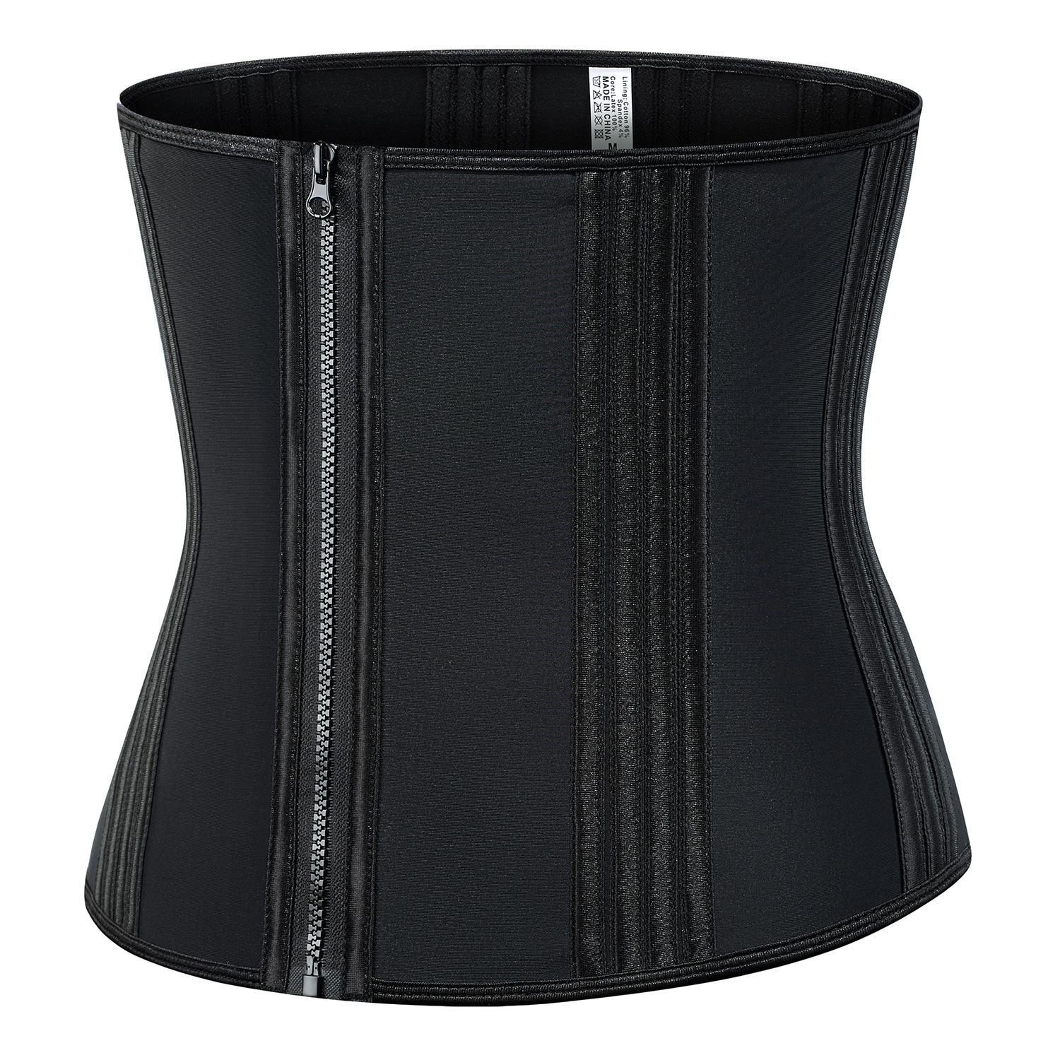 

New Steel Bone Three-layer Latex Waist Shapewear Sports Sweating Belly Tie Waist Seal M чорний