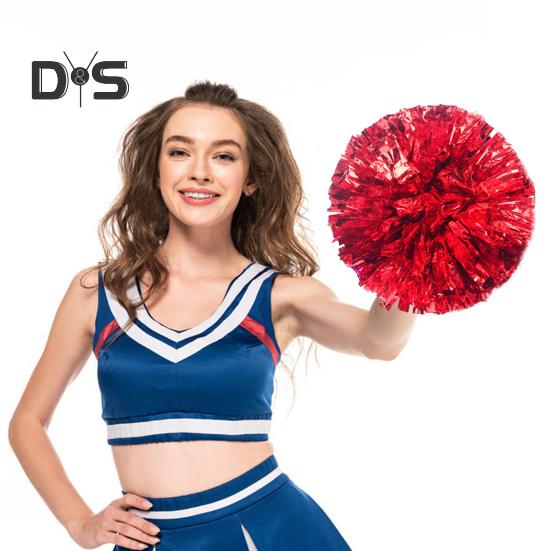 10 Stück Cheerleader-Pompons, metallische Cheerleader-Pompons mit Fingerring, Jubel-Requisiten für Squad-Team-Sportspiele, Tanz- und Kleiderpartys