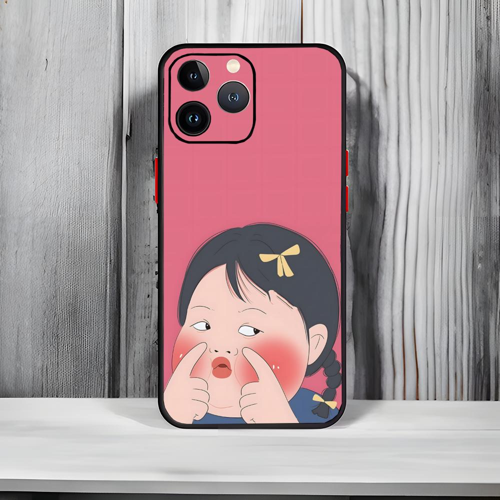 Coque de téléphone fille mignonne et originale Noir Mat Mince Coque de téléphone Pour iPhone17 16 15 14 13 ProMax