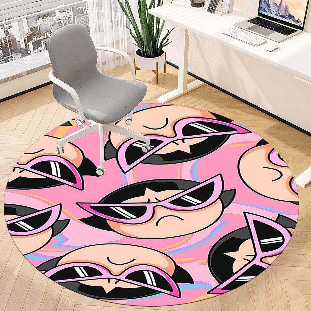 1pc Powerpuff Girls Office Round Area Rug, Under Office Chairs Bedroom Living Room Home Decor  a1022144