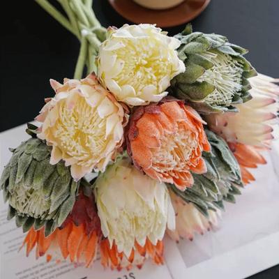 Fiori Artificiali di Grandi Dimensioni Multicolore Fiori di Protea Reale Realistici Fiore di Carciofo Artificiale Floccato per Fai da Te Decorazione per la Casa