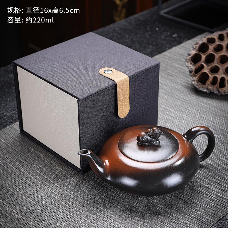 Purple pottery handmade teapot large-capacity ceramic relief pot Kung Fu tea set household purple clay pot ball hole filter