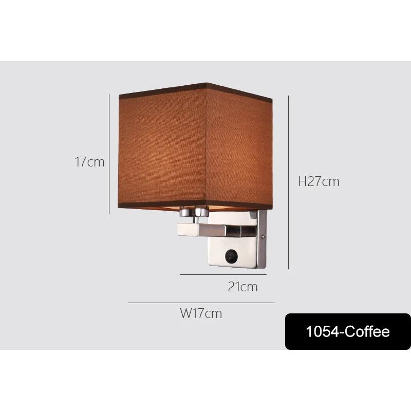 Bedroom Wall Lamp with Fabric Lampshade Modern Reading Light Metal 6W LED Wall Light for Living Room Bedside Home Decor
