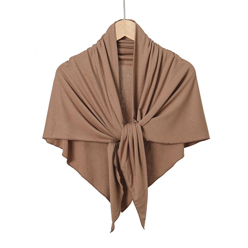 Solid Color Cotton Triangle Scarf Muslim Hijab Shawls Woman Soft Wraps Lady Fashion Causal Turban Islamic Jersey Headband