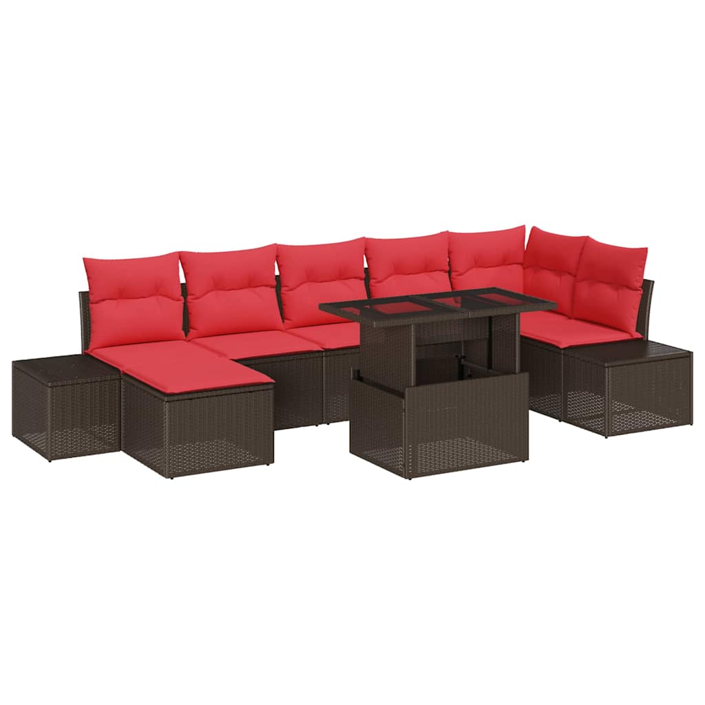 Garden Sofa Set 8 Pieces Brown Poly Rattan