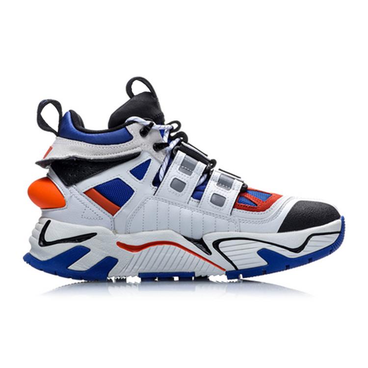 Li Ning Vintage Basketball Shoes Men's High top Blue White Orange AGBP083-8