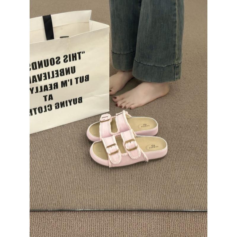 Women's slippers outside summer new casual versatile one-word slippers comfortable thick-bottomed cool slippers