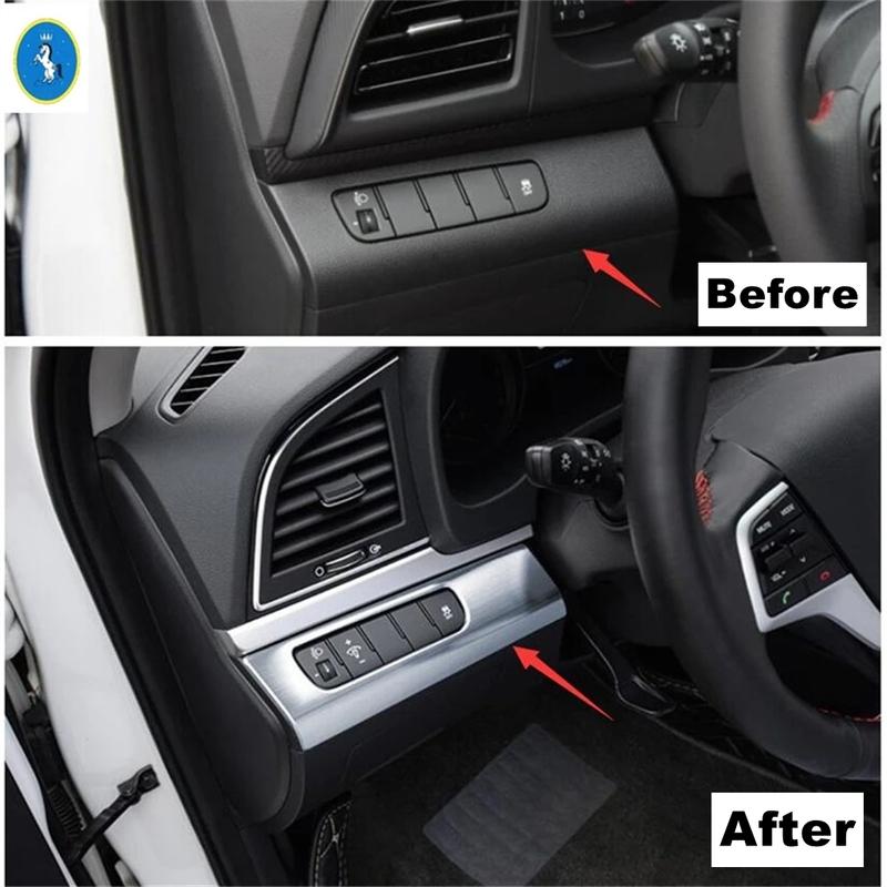 Matte Car Headlight Headlamp Switches Buttons Decor Frame Cover Trim For Hyundai Elantra Sedan 2016 - Interior Accessories