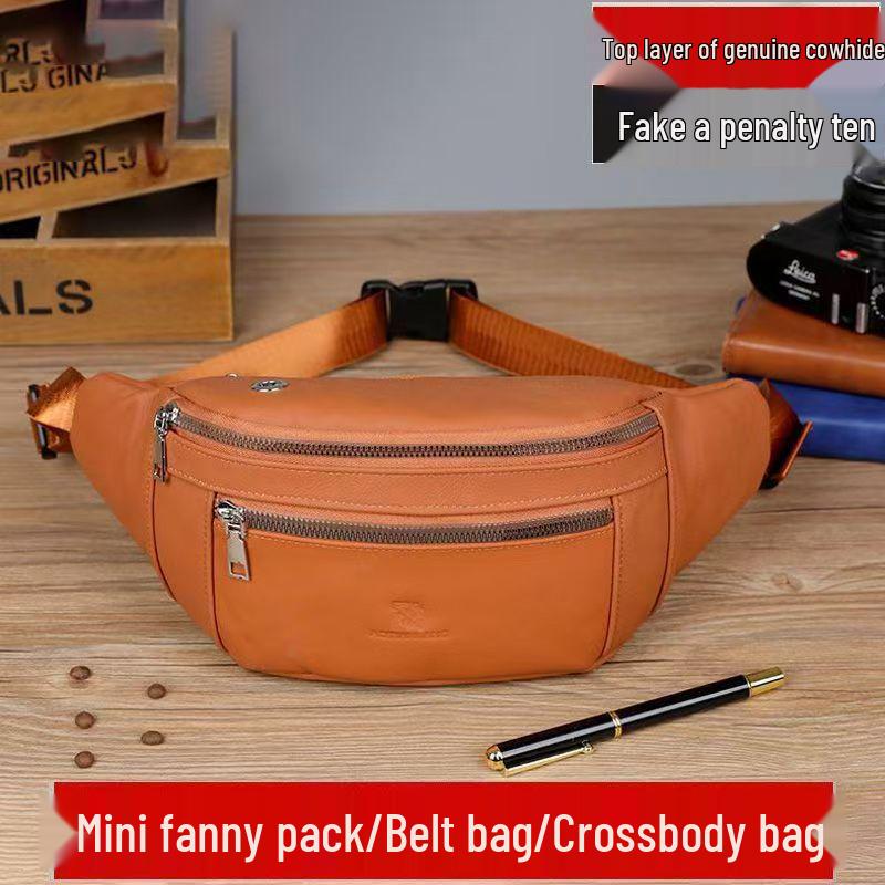 

Men s Waterproof Cowhide Waist & Crossbody Sport Bag помаранчевий