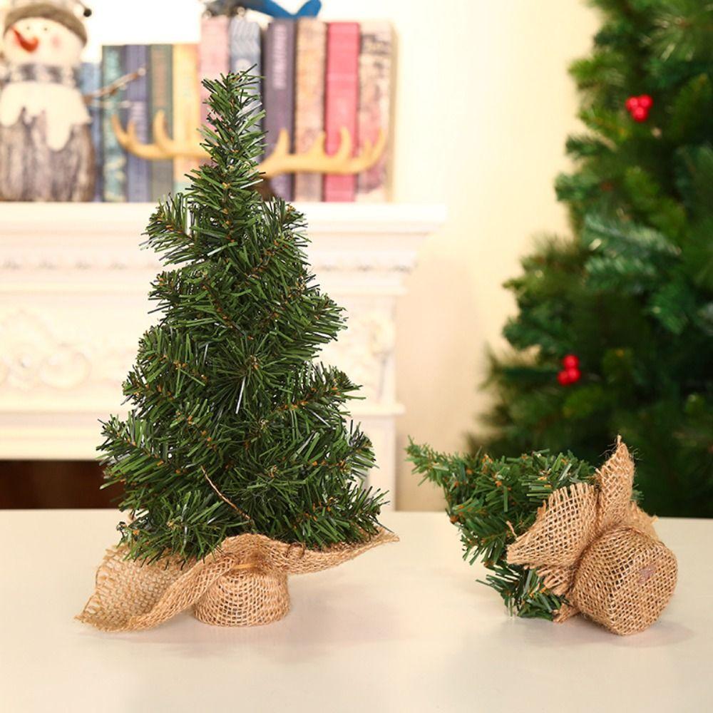 High Quality Cloth PVC Mini Christmas Tree Handcraft DIY Mini Xmas Tree 20/30/40CM Artificial Plants New Year Gift