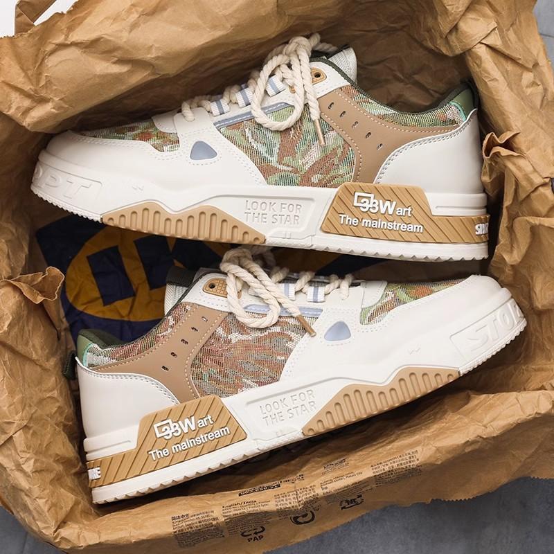 2024 Brand Flat Male Sneakers New Pattern Casual Men‘s Shoes Flats Trendy Man's Vulcanized Shoes Patchwork Running Shoes for Men