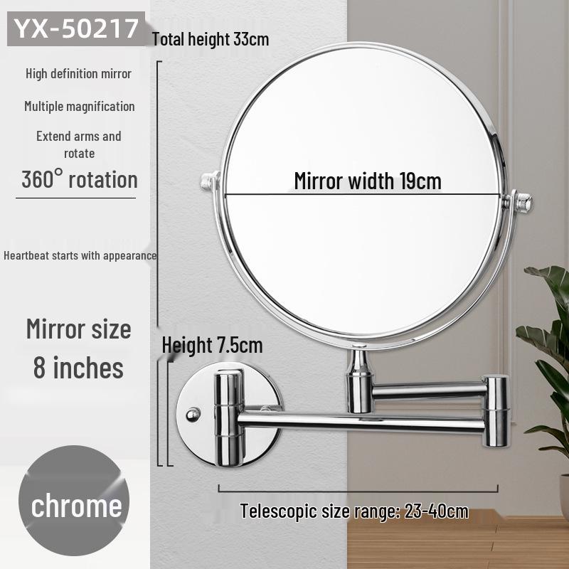 Double-Sided Retractable Wall-Mounted Vanity Mirror for Makeup and Dressing