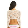 Women's Sexy Tops Lace Mesh See Through Long Sleeves Crop Tops Short Blouse T-shirt Clubwear Streetwear