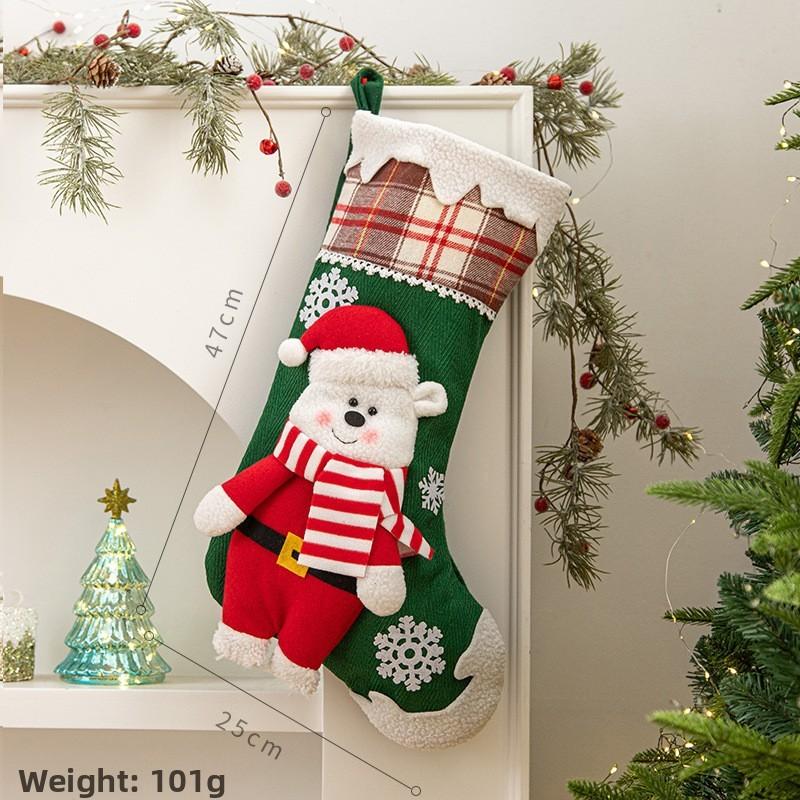 Socks Gift Christmas Set With Elk Santa Claus Decoration For Tree Hanging