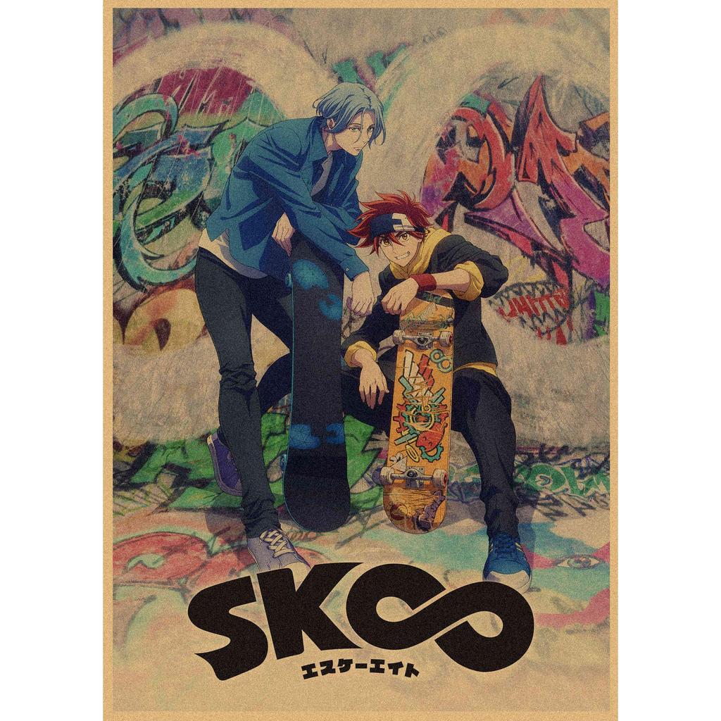 Retro Japanese Sports Anime Skateboard Poster - Infinite Mural Decoration