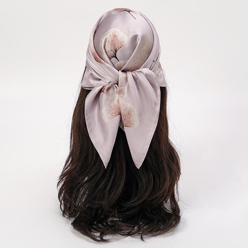70x70cm Silk Scarf for Women Floral Printed Square Shawl Muslim Hijab Office Ladies Neck Scarf Hair Bandana Gift Muffler Foulard