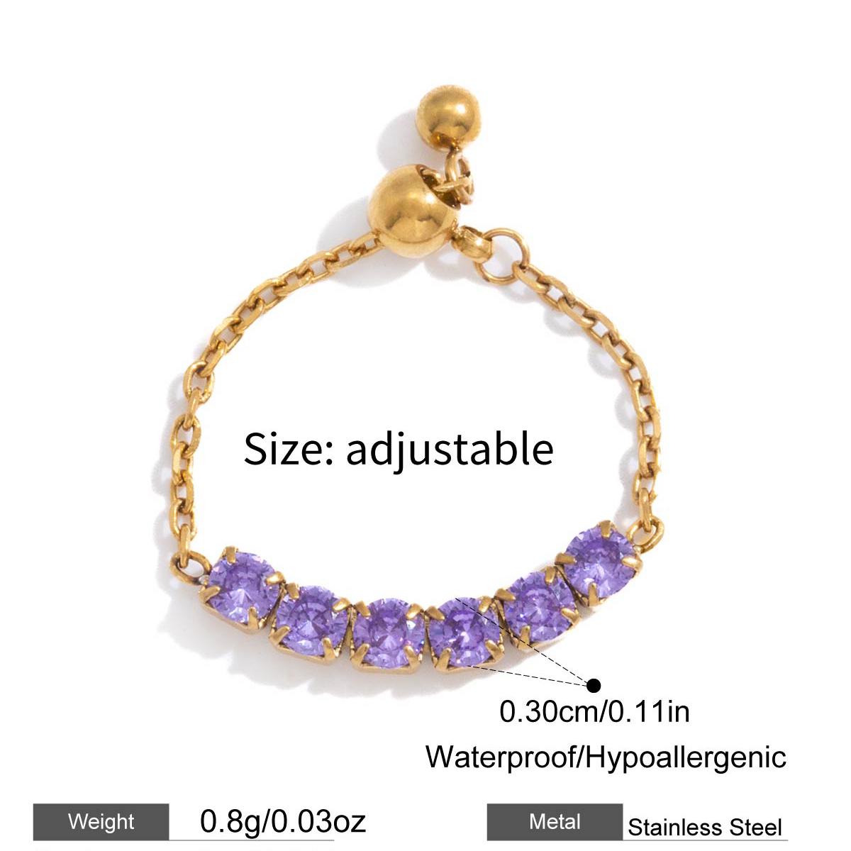 

Stainless Steel Shiny Cubic Zirconia Adjustable Pull-out Ring 18k Gold Color Pvd Plated Popular Aesthetic Jewelry Gift