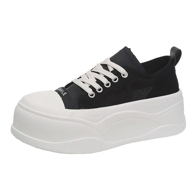 Little white shoes women's summer thin 2025 new lightweight breathable mesh muffin shoes small thick-soled heightening board shoes