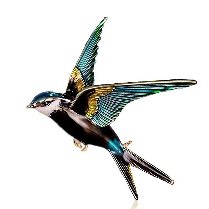 Swallow Brooch for Women. Accessory Imitation Enamel Brooch for Simple Sweater Pin, Elegant Design.