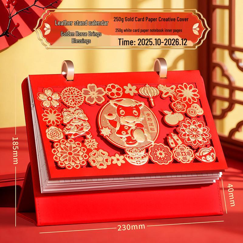 2026 Large Leather Desk Calendar: Double-Ring Monthly Planner for Business & Exams