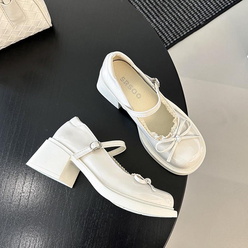 Fashion Mary Jane Shoes Women's Model 2025 New Summer Retro Beautiful Fashion Bow with Skirt Small Leather Shoes