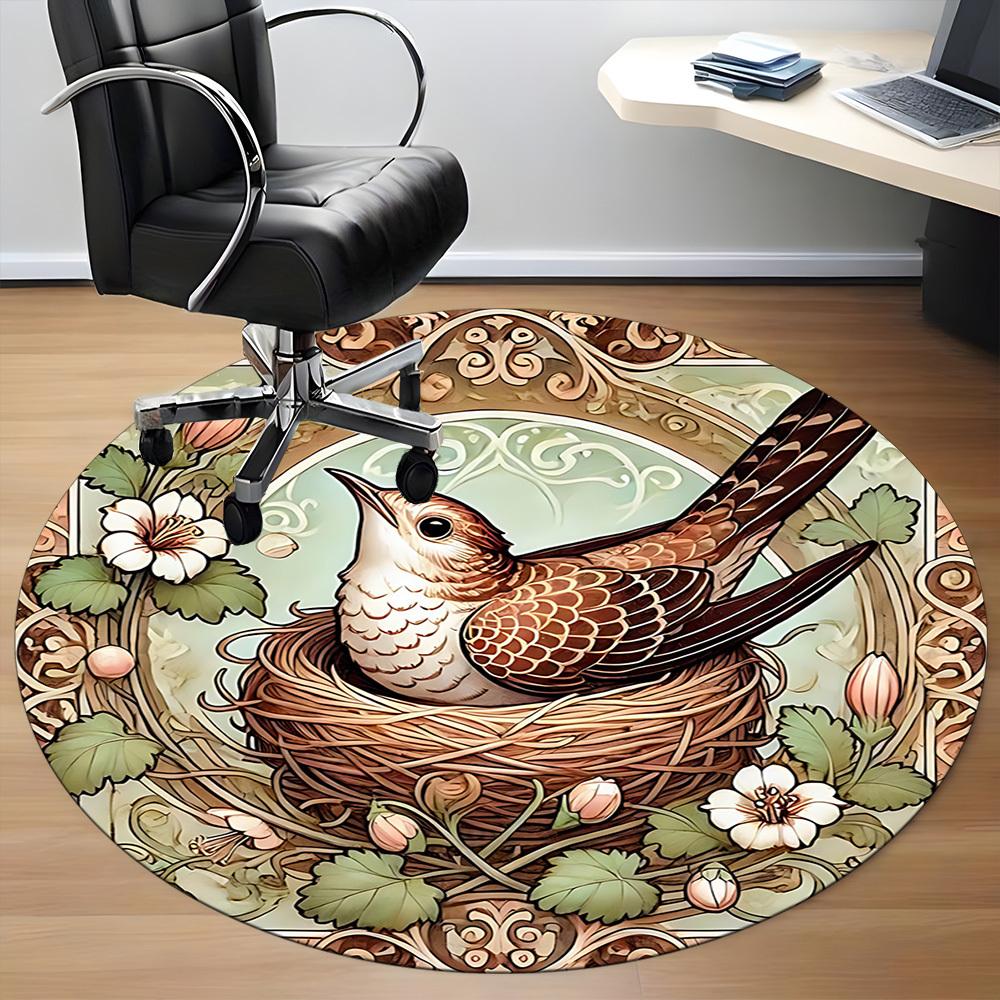 1pc Nestling Art Nouveau Office Round Area Rug, Indoor Mat Suitable For Office, Under Office Chairs Bedroom Living Room Home Decor, Room Deco