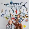 Fishing Birthday Party Decorations - 10PCS Fishing Themed Banners with Hanging Swirls Happy Bday Decoration for Fish Lovers Fisherman