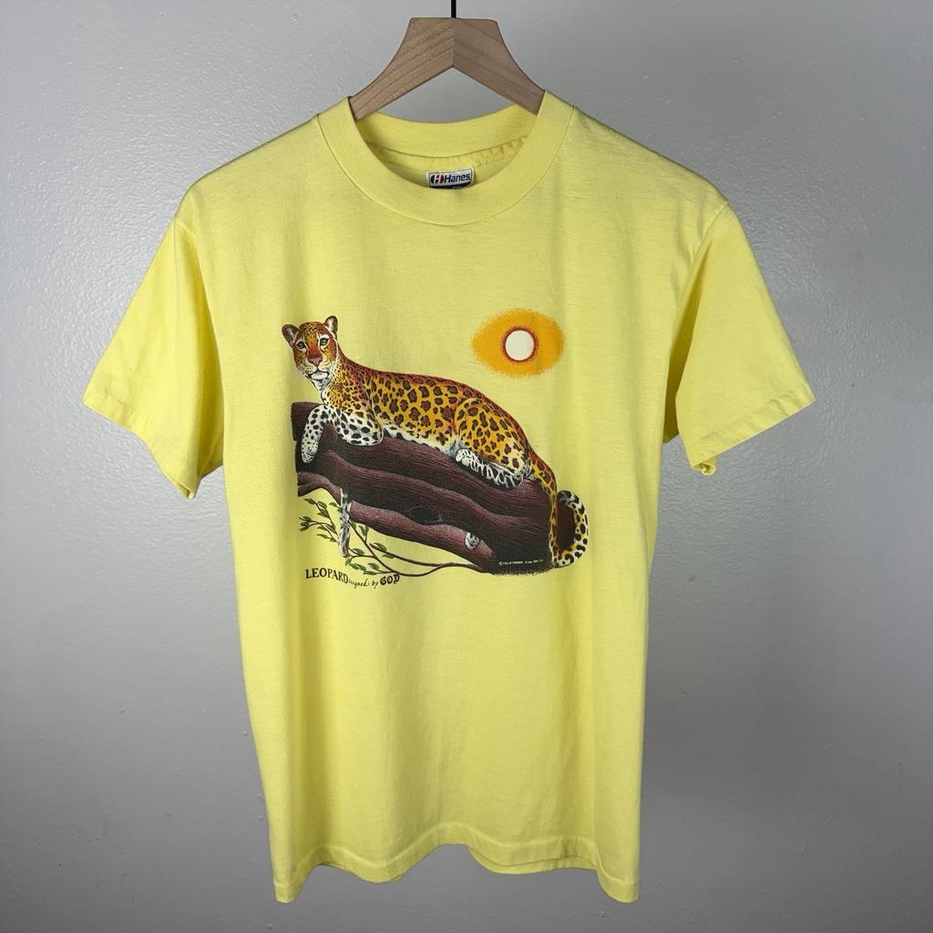 Vintage 80’s Leopard Big Cats Cheetah USA Single Stitch Teletrend T Shirt Medium