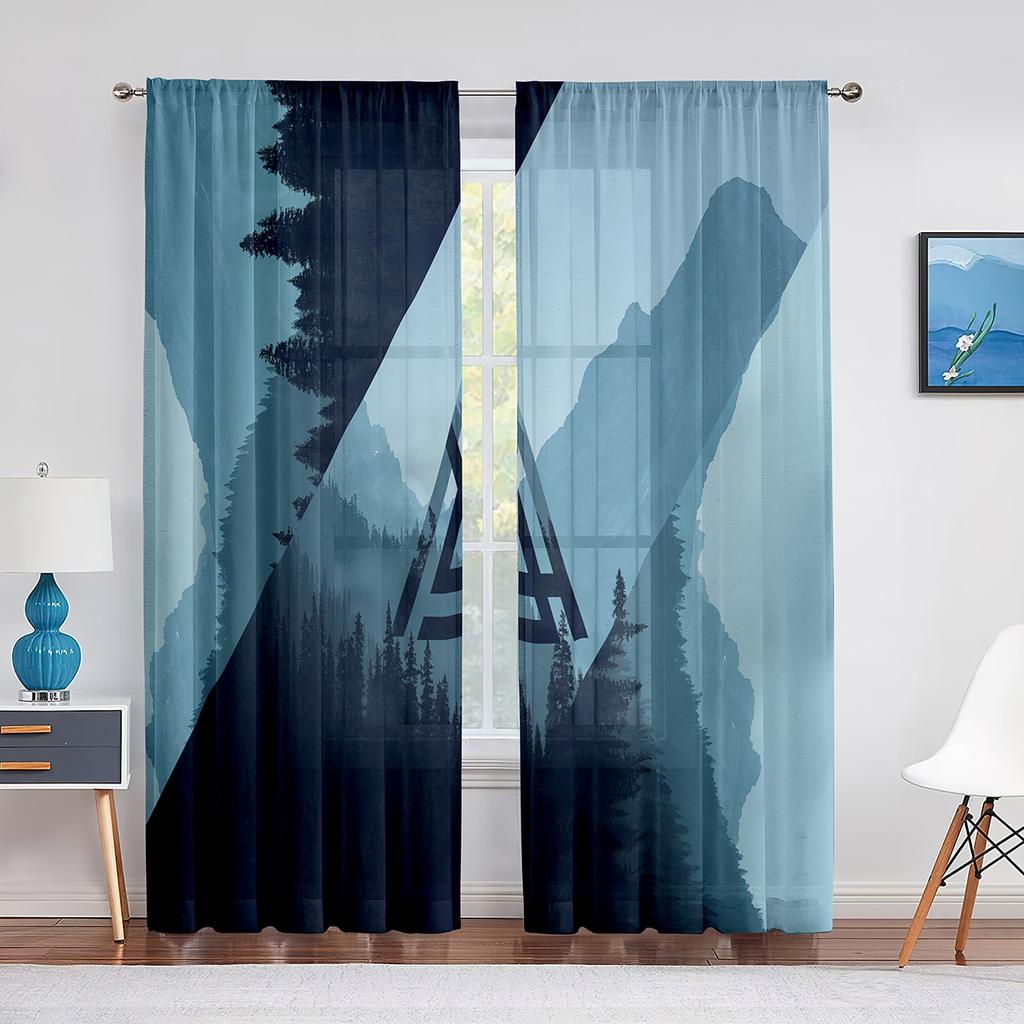 Geometric Mountain Modern Aesthetic Minimalist Pink Sheer Voile Curtains for Living Room Bedroom Decor Tulle Curtains Treatment