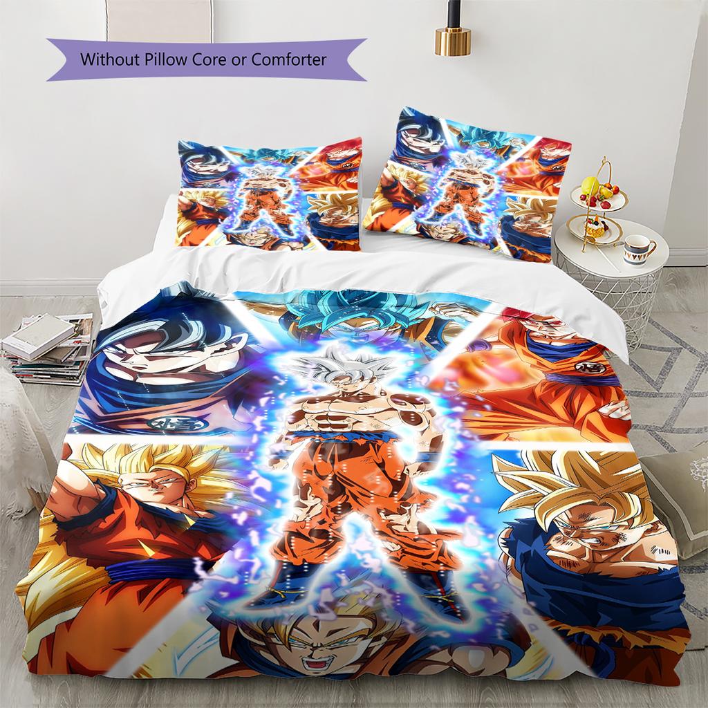 Son Goku Vzor Dragon Ball Povlečení Domácí Dekorace Narozeninový Dárek (1 * povlak na peřinu + 2 * povlak na polštář, bez jádra)