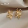 Irregular Ddesign Flower Explosion sShaped Earrings Copper Alloy Micro Inlaid Zircon Accessories Unusual Jewelry For Womens