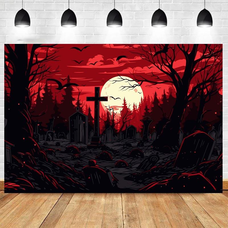 Poster Fundal de Noapte Pădure Întunecată Horror Cimitir Bântuit și Imprimeuri Imprimare pe Pânză Artă de Perete Imagine pentru Camera de Zi Decor Acasă