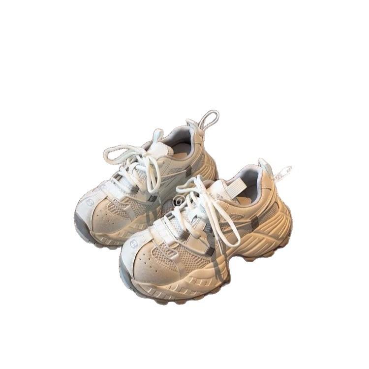 Cowhide version~ polished retro dad shoes women's tide 2025 new mesh breathable lightweight thick-soled casual sports shoes