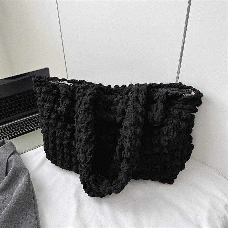 Stylish Large Canvas Tote Bag For Women With Trendy Casual Design And Unique Stitching чёрный