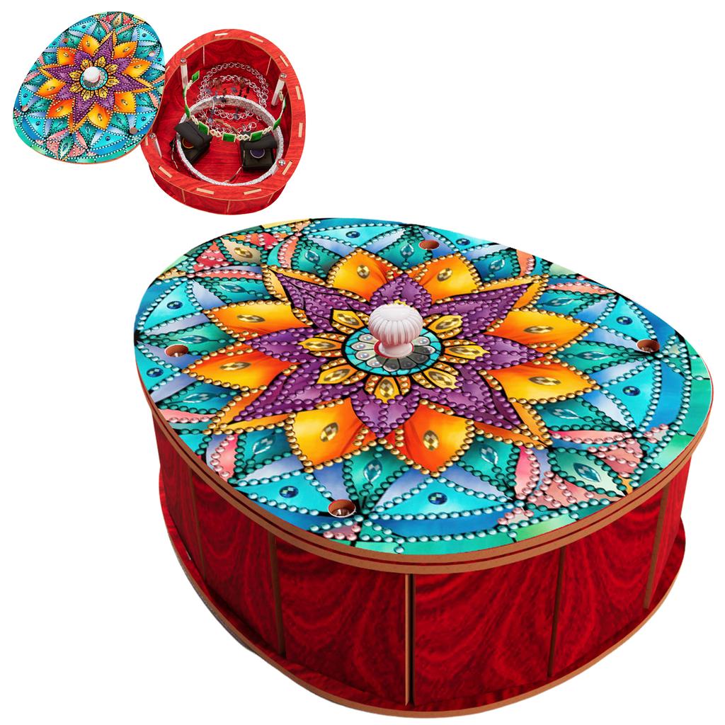 5D DIY Diamond Art Rhinestones Decorative Holder Box with Lid Diamond Painting Jewelry Box Egg-Shaped Birthday Gifts for Friends