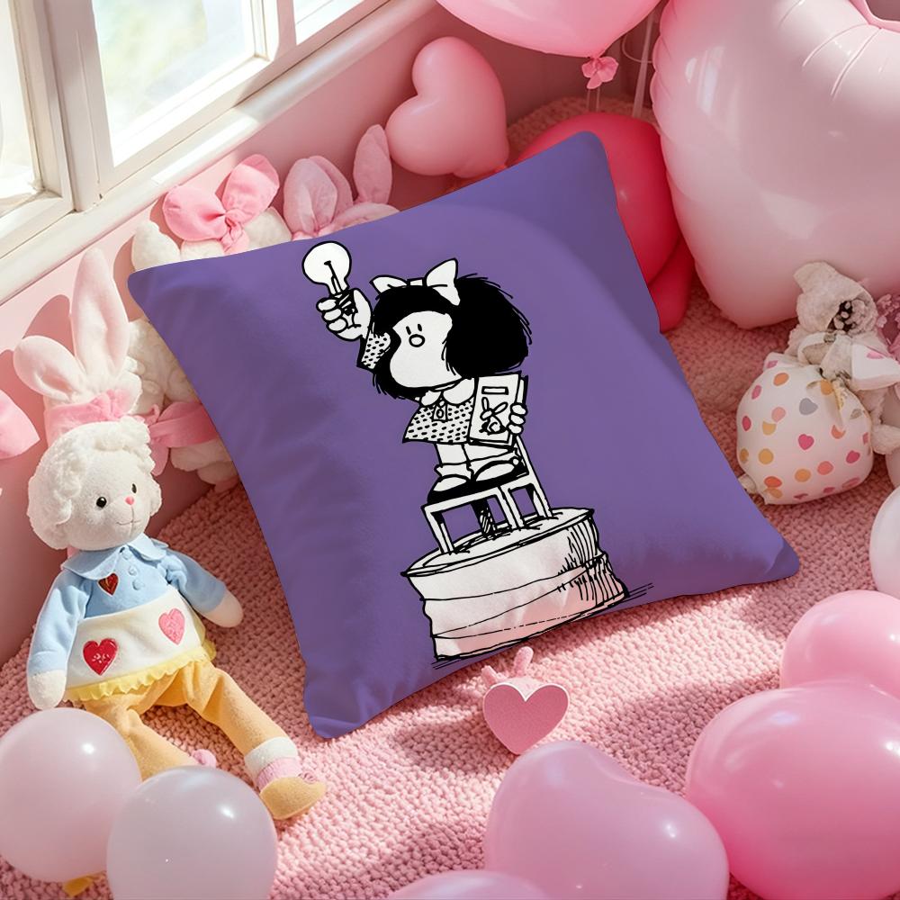 M-Mafalda Cartoon Cushion Cover Pattern Printed Pillowcase for Living Room Sofa Cushion Cover & Bedroom Decor
