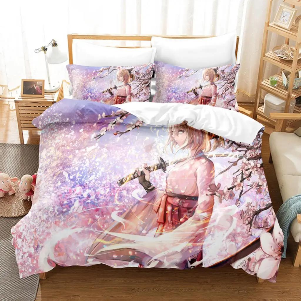 Anime Fate EXTRA Saber Nero Bedding Set Boys Girls Twin Queen Size Duvet Cover Pillowcase Bed Kids Adult Home Textileextile