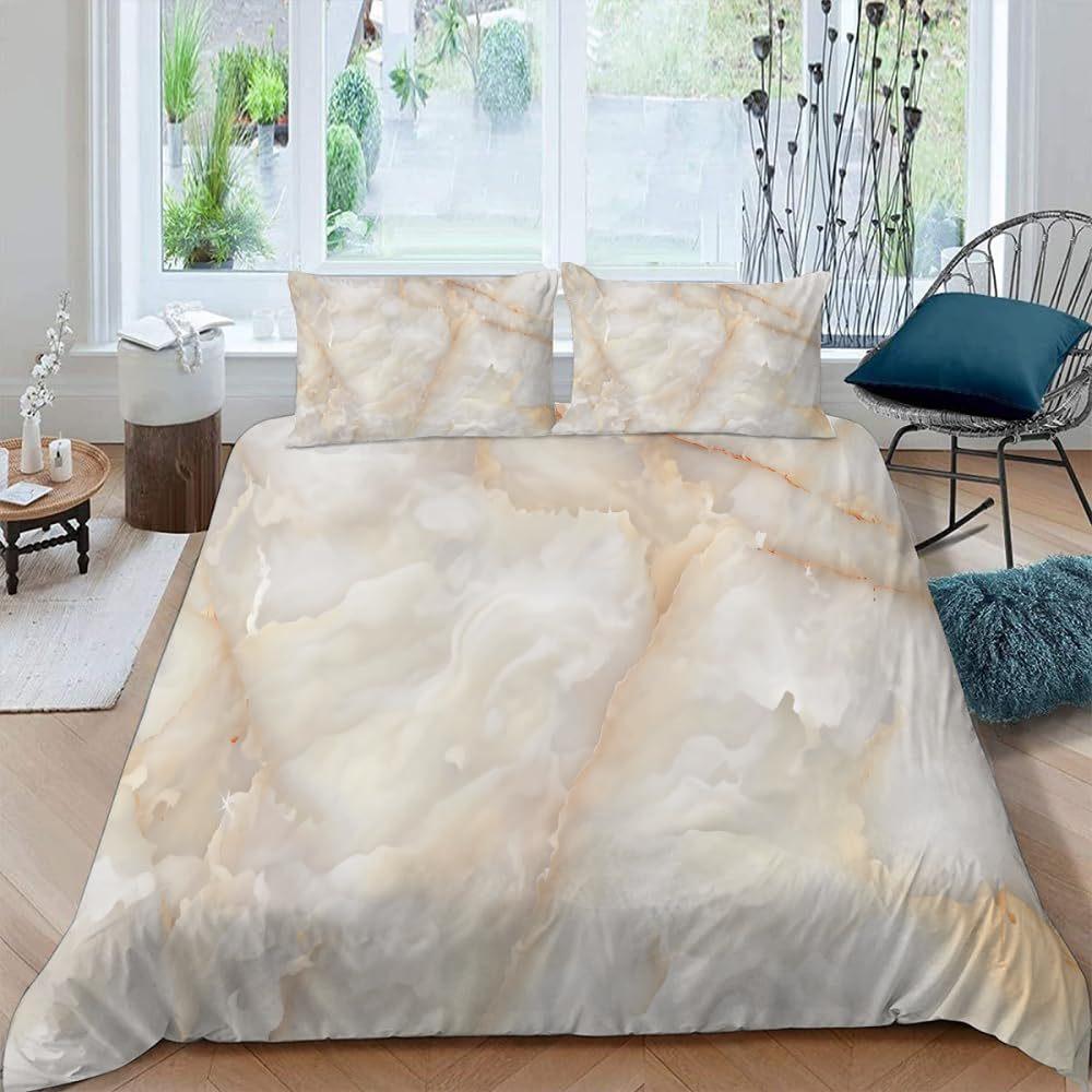 Purple Marble Gilt Series Down Quilt Set Bedding Digital Printing Three-Piece Set