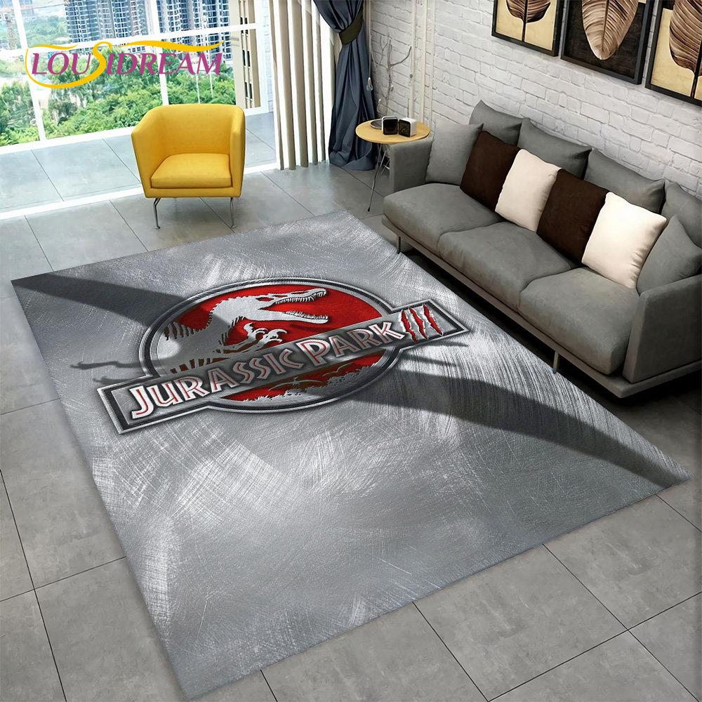 3D Cartoon Jurassic Park Dinosaur Area Rug Large,Carpet Rug for Living Room Bedroom Sofa Doormat Decor,Child Non-slip Floor Mat