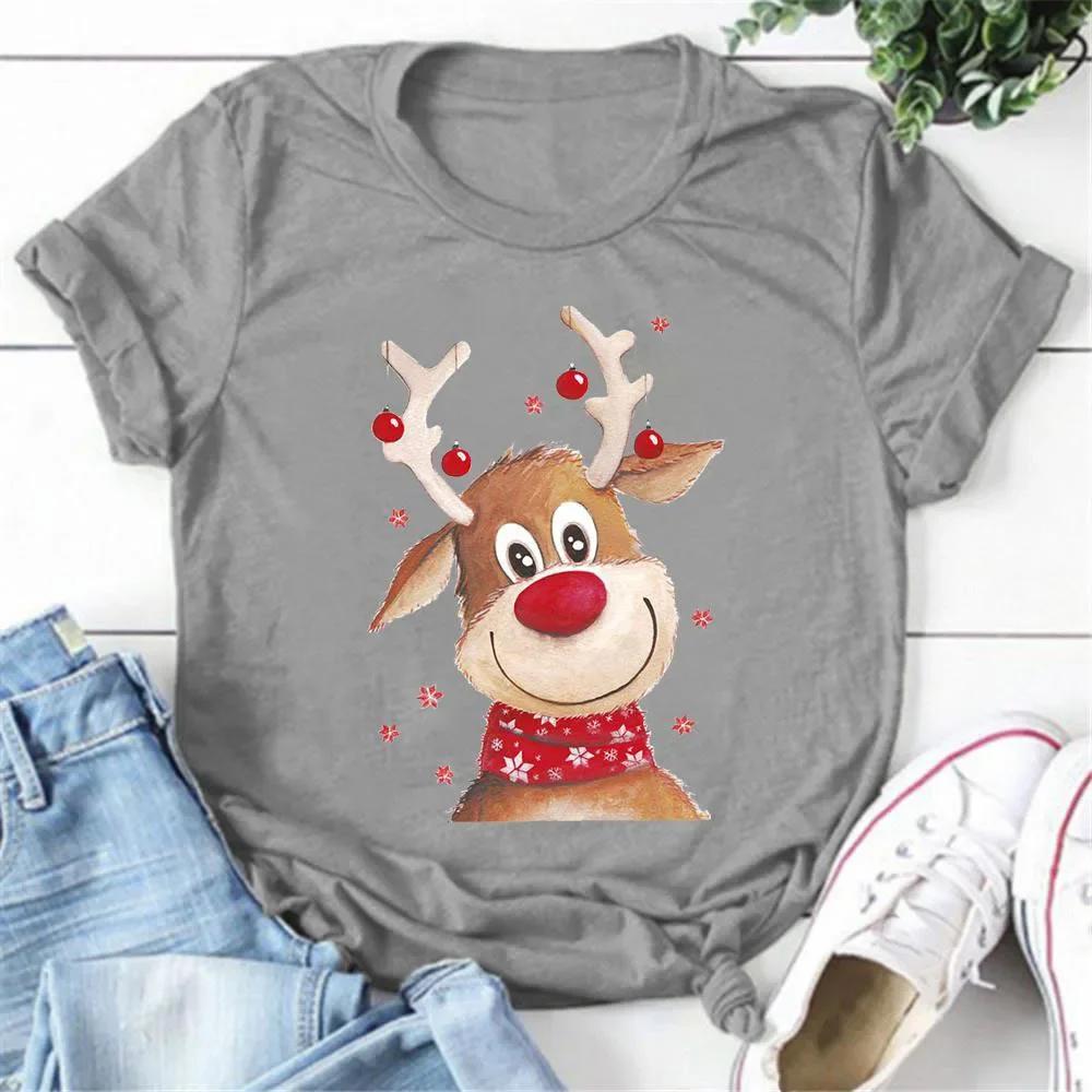 New Christmas Reindeer TShirts Deer Women Fashion Short Sleeve  Streetwear Harajuku Unisex Tees Tops Clothing