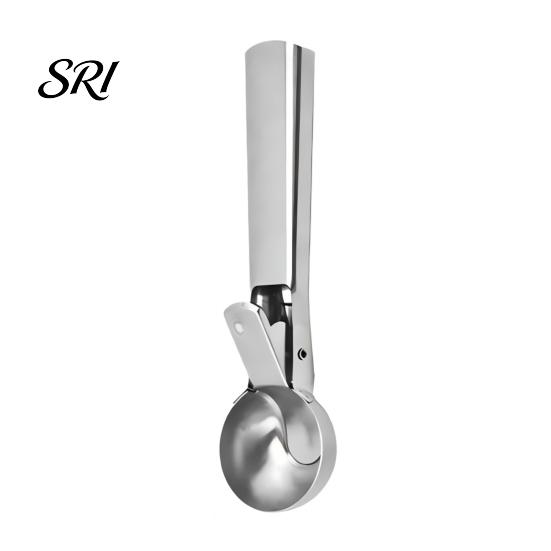 Fruit Scooper Ice Cream Scoop, Stainless Steel with Trigger Non-Slip Handle, Dessert Tool Heavy Duty Metal Scoop for Balls Spoon