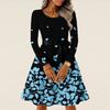 Women's Casual Fashion Long Sleeve  Vintage Long Dresses