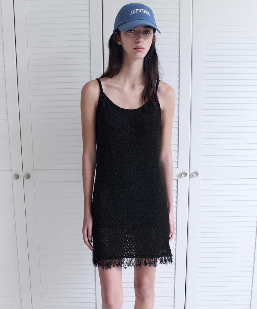 ANDNEEDS Luna Fringe Knit Dress (Black)