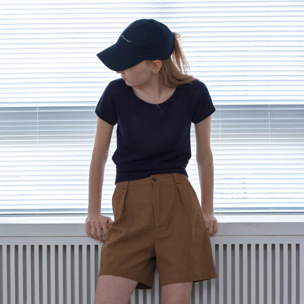 Elssibeui Lettering Washed Cotton Ball Cap_Navy