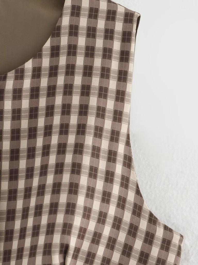 2025 Early Spring Plaid Vest & Pleated Skirt Set for Women