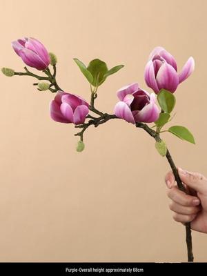 3D Hand-Felt Magnolia Artificial Flower, Chinese-Style Home Décor Ornament for Living Room or Dining Table
