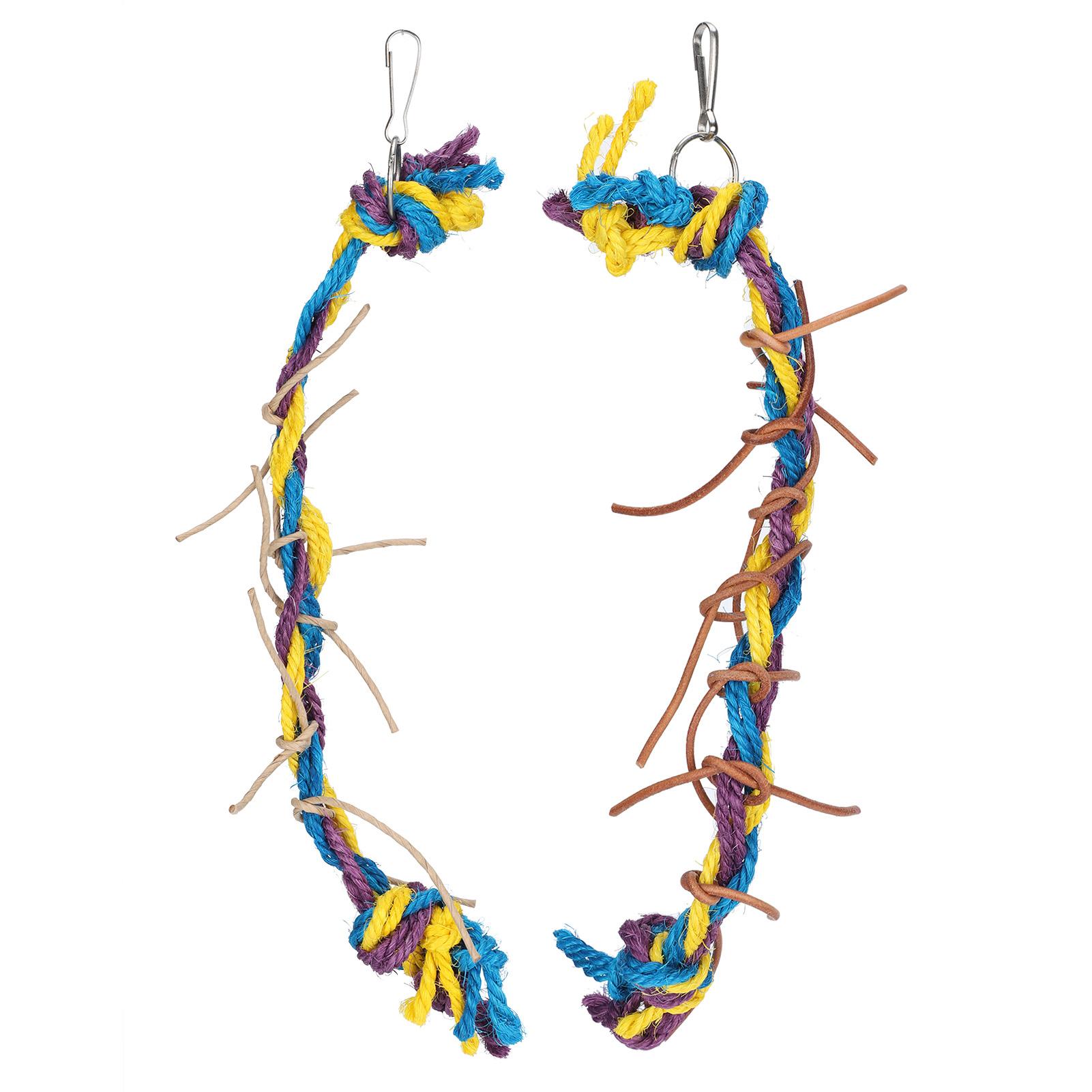 

Three Contrast Color Pet Bird Chew Rope Toys Parrots Bite Knot Perch Cage Pendant