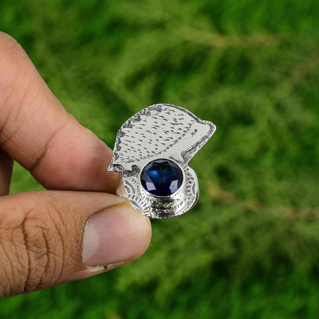 925 Sterling Silver Tanzanite Quartz Gemstone Wedding Promise Bezel Ring Jewelry