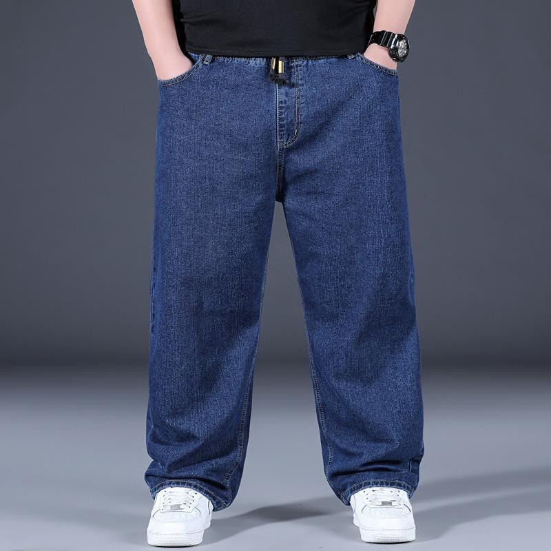 Herren Jeans mit lockerem geradem Bein und elastischem Bund – dicker Stoff, Übergrößen Hose